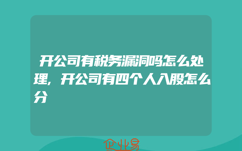 开公司有税务漏洞吗怎么处理,开公司有四个人入股怎么分