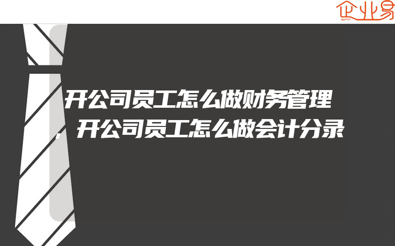 开公司员工怎么做财务管理,开公司员工怎么做会计分录