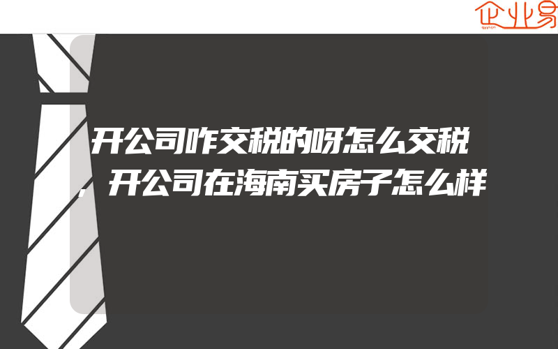 开公司咋交税的呀怎么交税,开公司在海南买房子怎么样