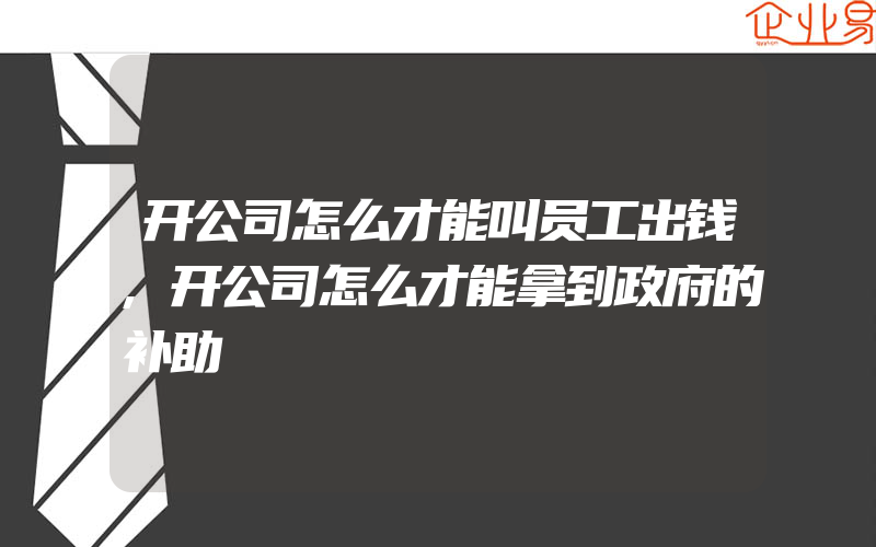 开公司怎么才能叫员工出钱,开公司怎么才能拿到政府的补助