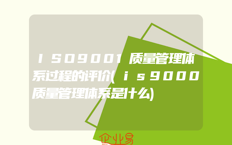 ISO9001质量管理体系过程的评价(is9000质量管理体系是什么)