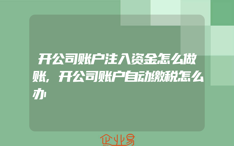 开公司账户注入资金怎么做账,开公司账户自动缴税怎么办