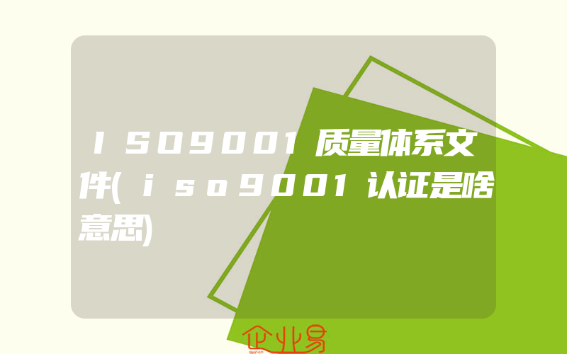 ISO9001质量体系文件(iso9001认证是啥意思)