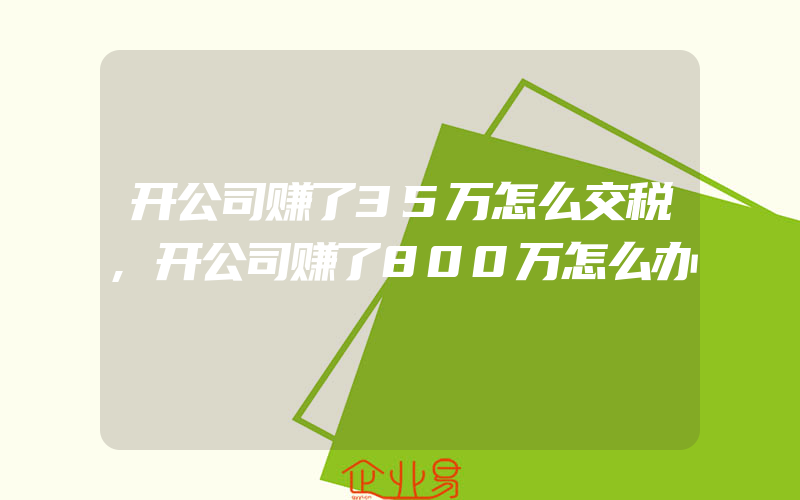 开公司赚了35万怎么交税,开公司赚了800万怎么办