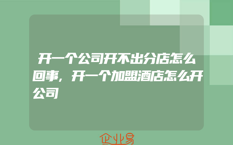 开一个公司开不出分店怎么回事,开一个加盟酒店怎么开公司