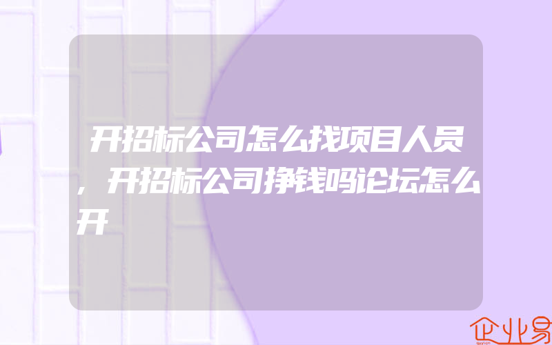 开招标公司怎么找项目人员,开招标公司挣钱吗论坛怎么开