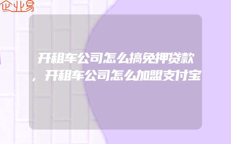 开租车公司怎么搞免押贷款,开租车公司怎么加盟支付宝