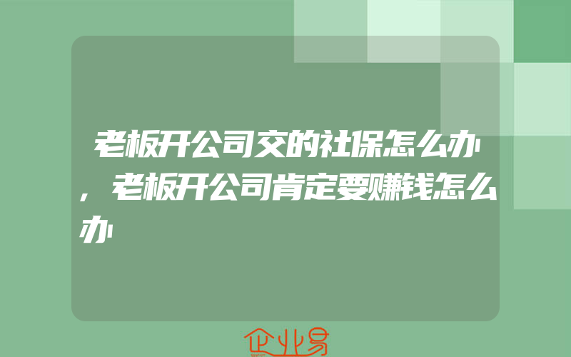 老板开公司交的社保怎么办,老板开公司肯定要赚钱怎么办