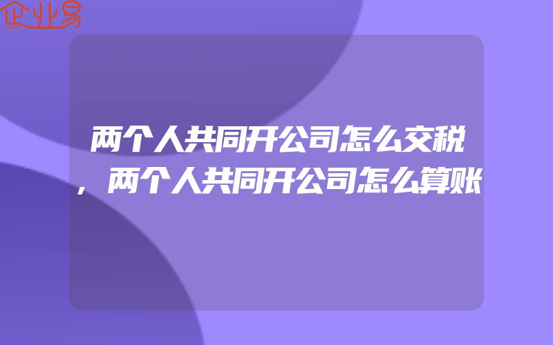 两个人共同开公司怎么交税,两个人共同开公司怎么算账