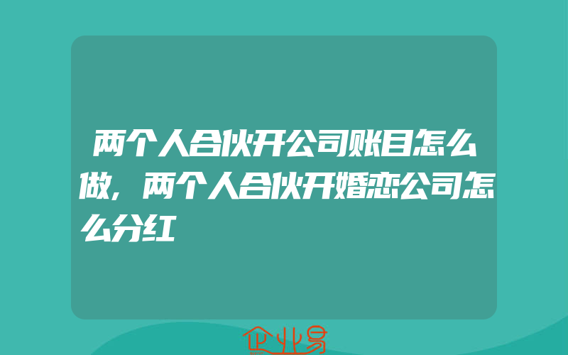 两个人合伙开公司账目怎么做,两个人合伙开婚恋公司怎么分红