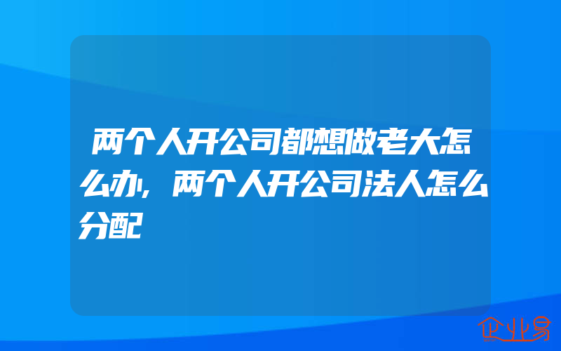 两个人开公司都想做老大怎么办,两个人开公司法人怎么分配