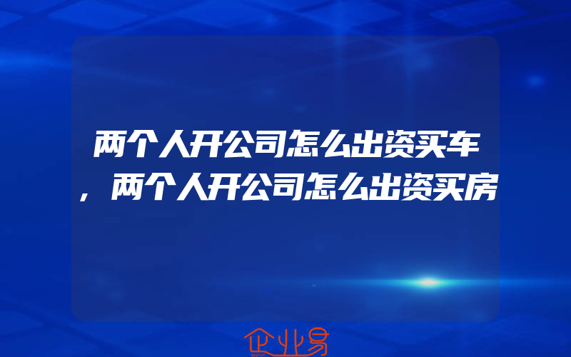 两个人开公司怎么出资买车,两个人开公司怎么出资买房