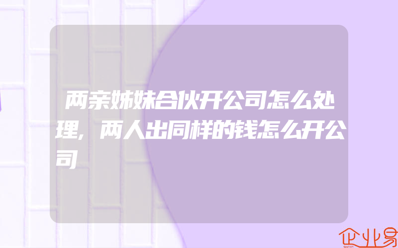 两亲姊妹合伙开公司怎么处理,两人出同样的钱怎么开公司