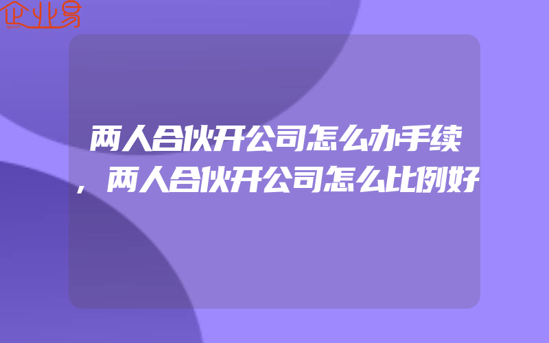 两人合伙开公司怎么办手续,两人合伙开公司怎么比例好