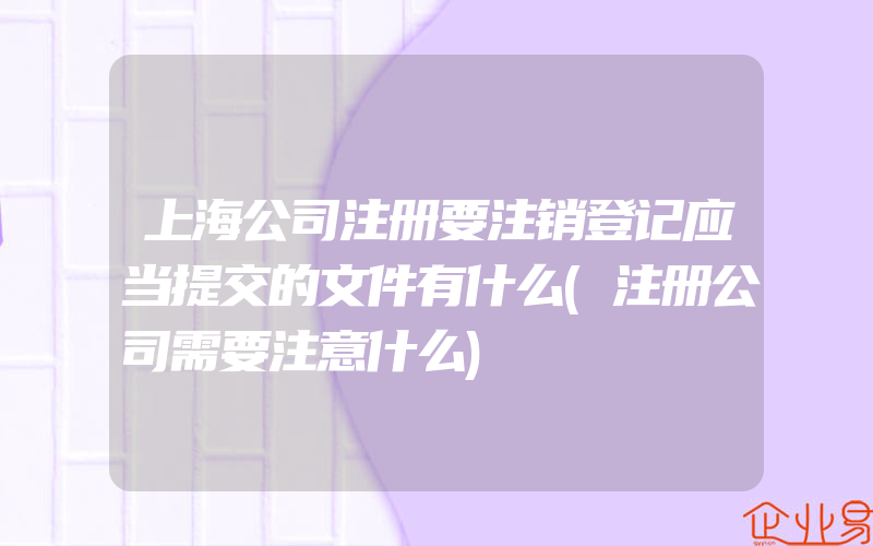 上海公司注册要注销登记应当提交的文件有什么(注册公司需要注意什么)