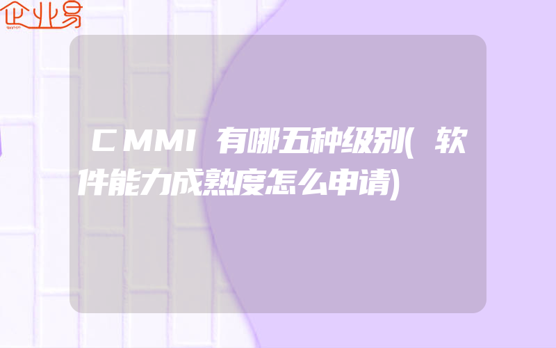 CMMI有哪五种级别(软件能力成熟度怎么申请)