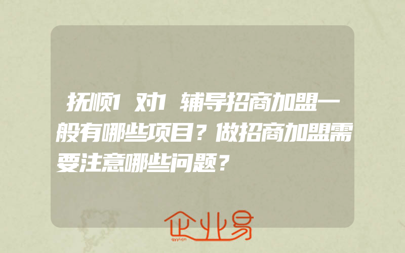 抚顺1对1辅导招商加盟一般有哪些项目？做招商加盟需要注意哪些问题？