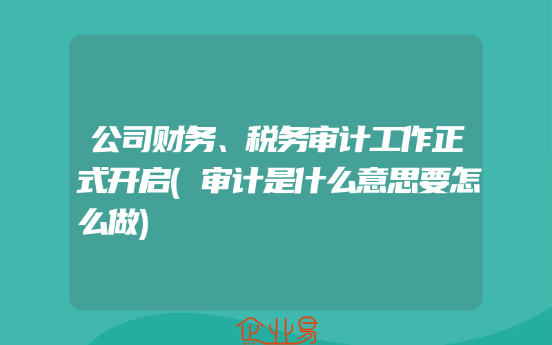 公司财务、税务审计工作正式开启(审计是什么意思要怎么做)