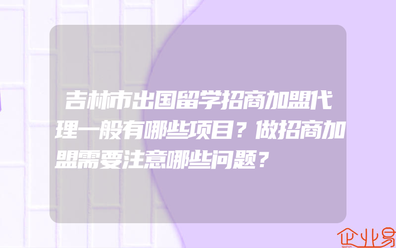 吉林市出国留学招商加盟代理一般有哪些项目？做招商加盟需要注意哪些问题？