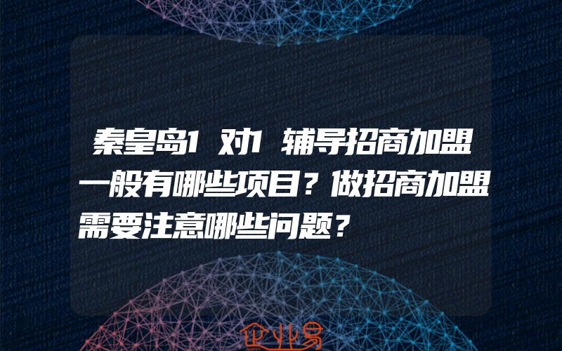 秦皇岛1对1辅导招商加盟一般有哪些项目？做招商加盟需要注意哪些问题？