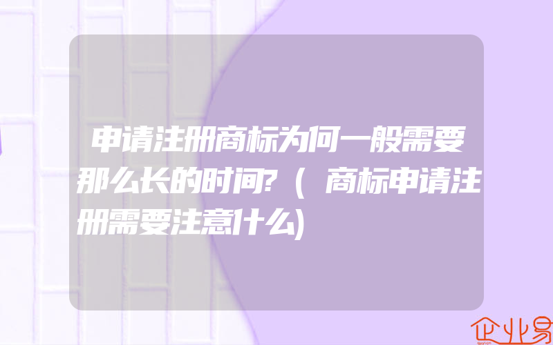 申请注册商标为何一般需要那么长的时间?(商标申请注册需要注意什么)