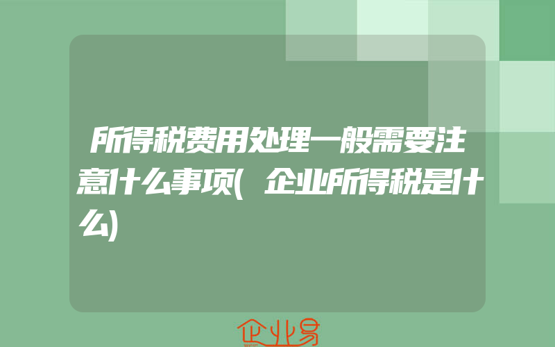 所得税费用处理一般需要注意什么事项(企业所得税是什么)