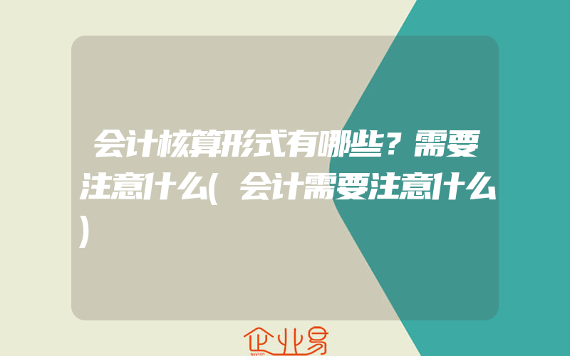 会计核算形式有哪些？需要注意什么(会计需要注意什么)