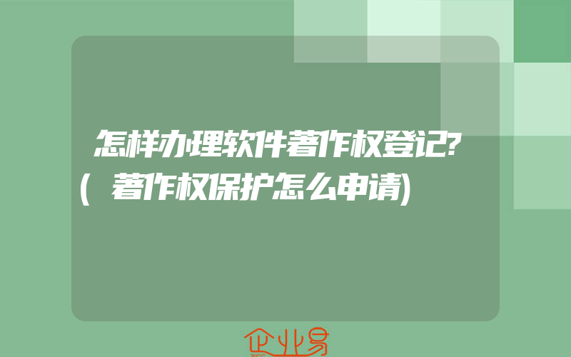 怎样办理软件著作权登记?(著作权保护怎么申请)