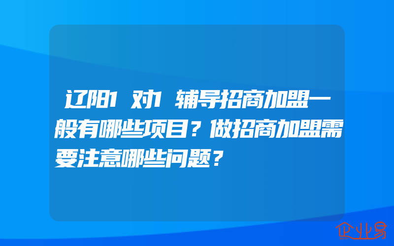 辽阳1对1辅导招商加盟一般有哪些项目？做招商加盟需要注意哪些问题？