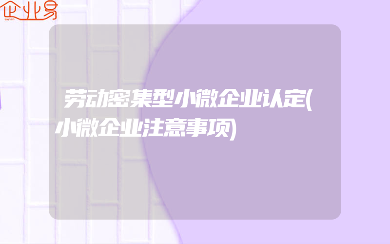 劳动密集型小微企业认定(小微企业注意事项)