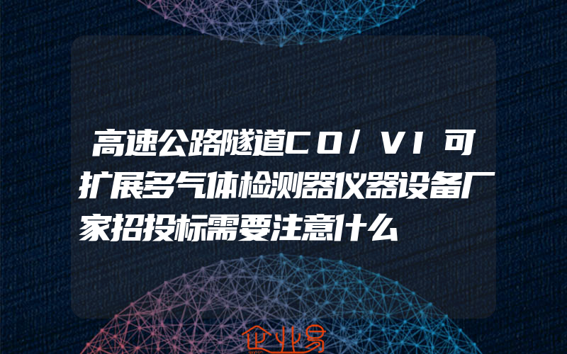 高速公路隧道CO/VI可扩展多气体检测器仪器设备厂家招投标需要注意什么