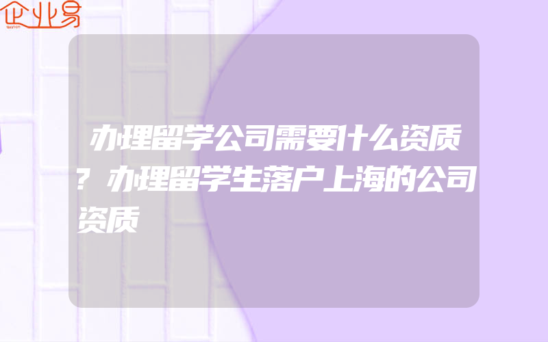 办理留学公司需要什么资质?办理留学生落户上海的公司资质