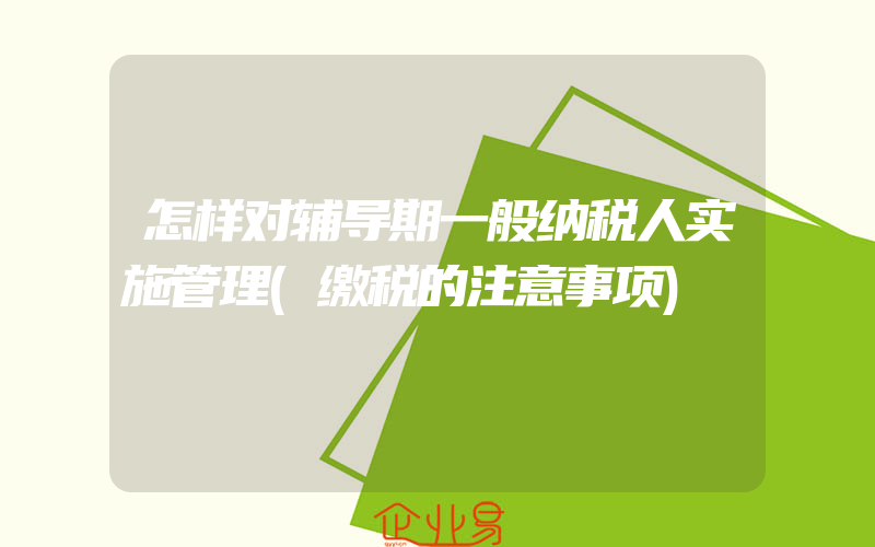 怎样对辅导期一般纳税人实施管理(缴税的注意事项)