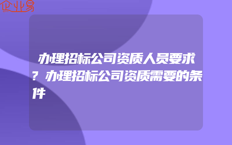 办理招标公司资质人员要求?办理招标公司资质需要的条件