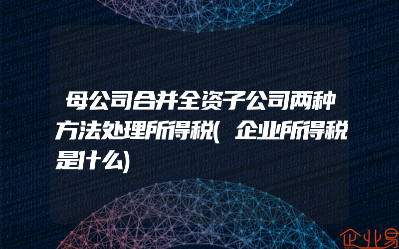 母公司合并全资子公司两种方法处理所得税(企业所得税是什么)