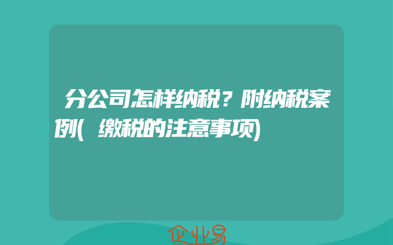 分公司怎样纳税？附纳税案例(缴税的注意事项)