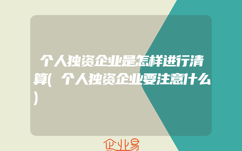 个人独资企业是怎样进行清算(个人独资企业要注意什么)