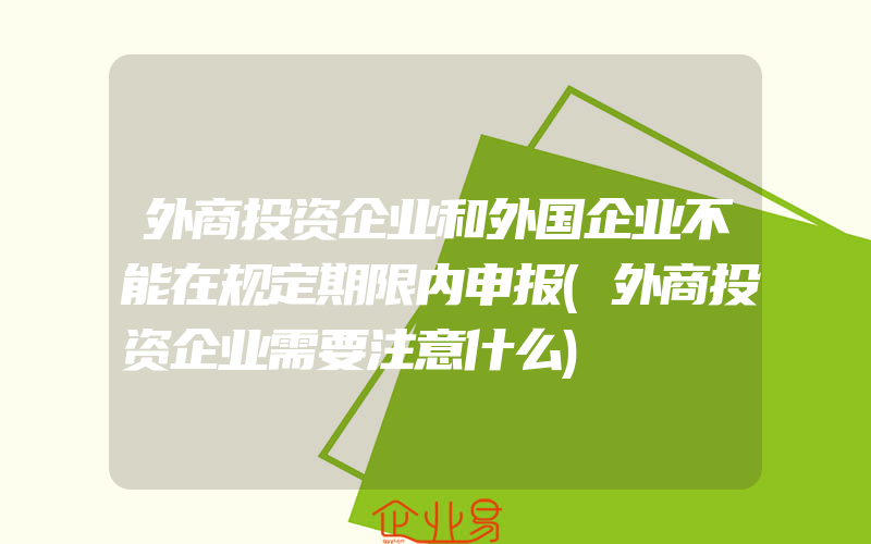 外商投资企业和外国企业不能在规定期限内申报(外商投资企业需要注意什么)