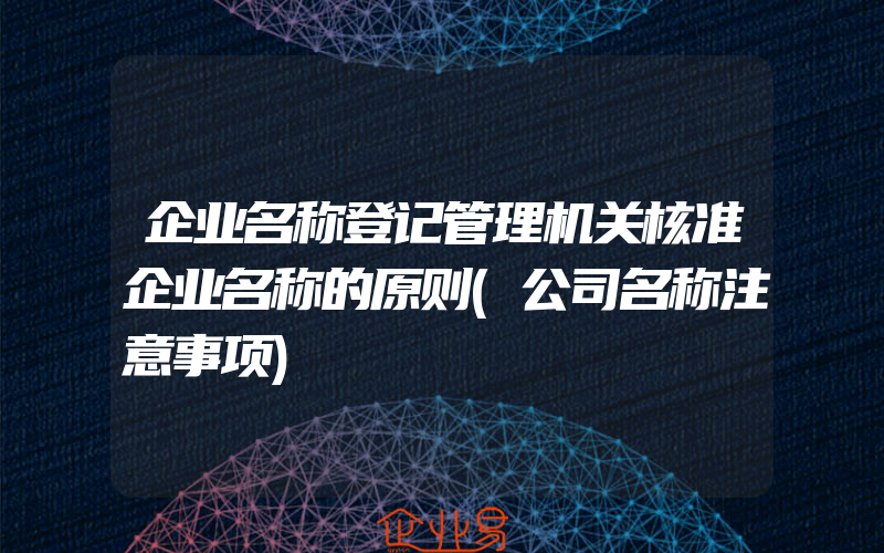 企业名称登记管理机关核准企业名称的原则(公司名称注意事项)