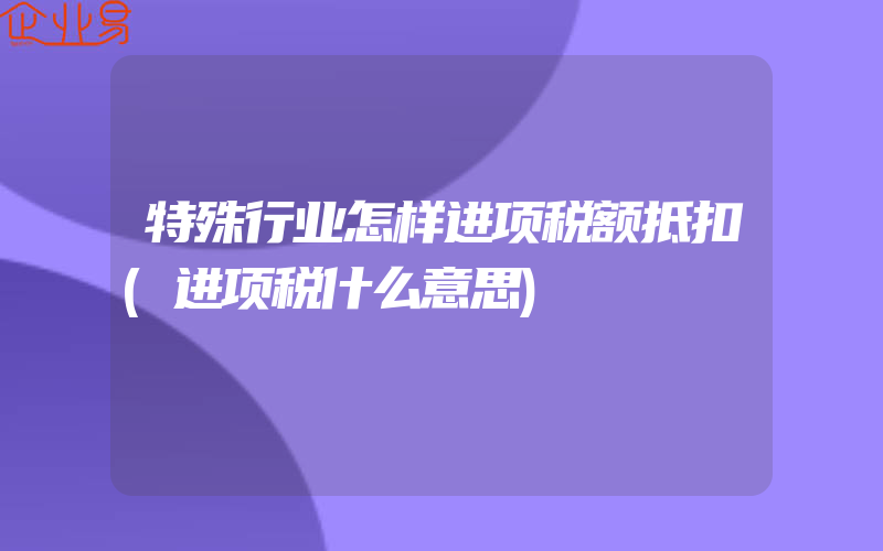 特殊行业怎样进项税额抵扣(进项税什么意思)