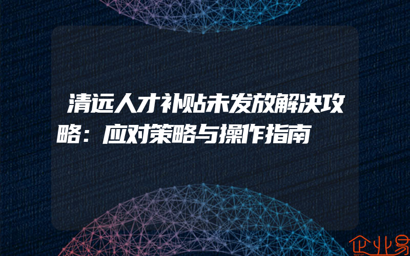 清远人才补贴未发放解决攻略：应对策略与操作指南