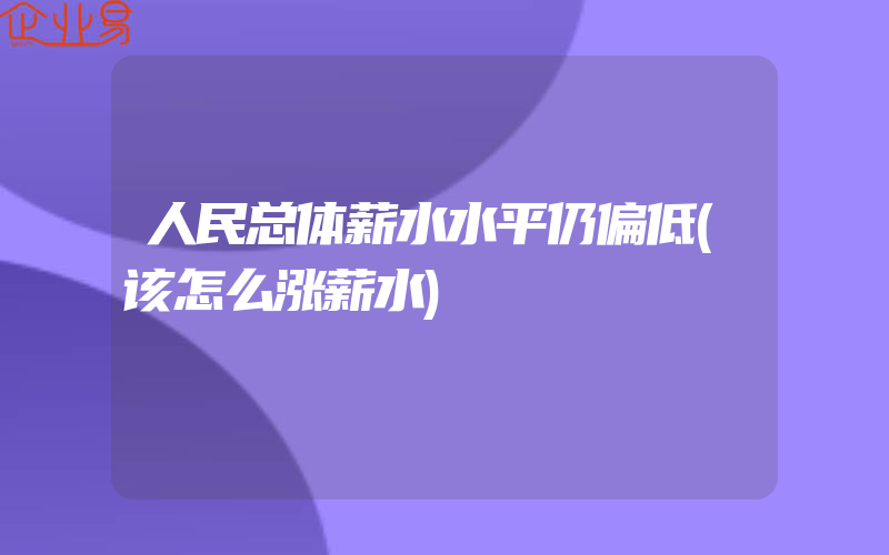 人民总体薪水水平仍偏低(该怎么涨薪水)