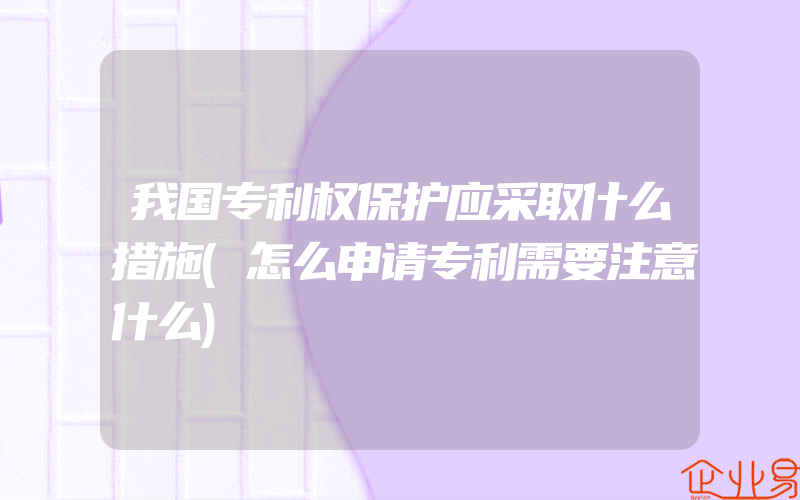 我国专利权保护应采取什么措施(怎么申请专利需要注意什么)