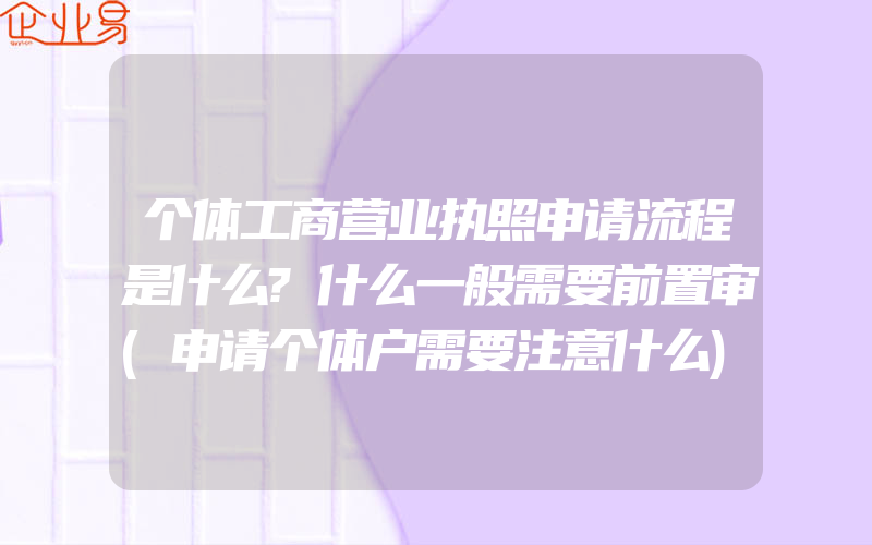 个体工商营业执照申请流程是什么?什么一般需要前置审(申请个体户需要注意什么)