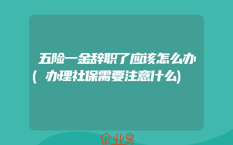 五险一金辞职了应该怎么办(办理社保需要注意什么)