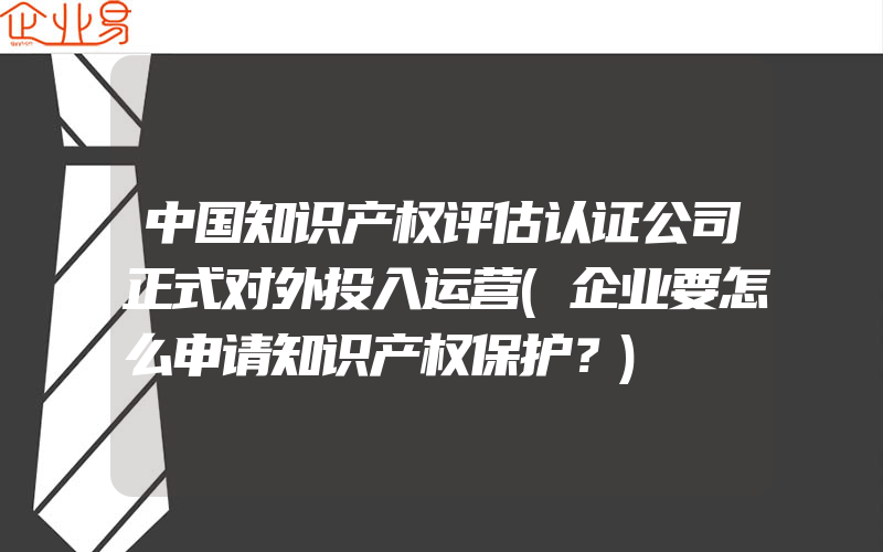 中国知识产权评估认证公司正式对外投入运营(企业要怎么申请知识产权保护？)