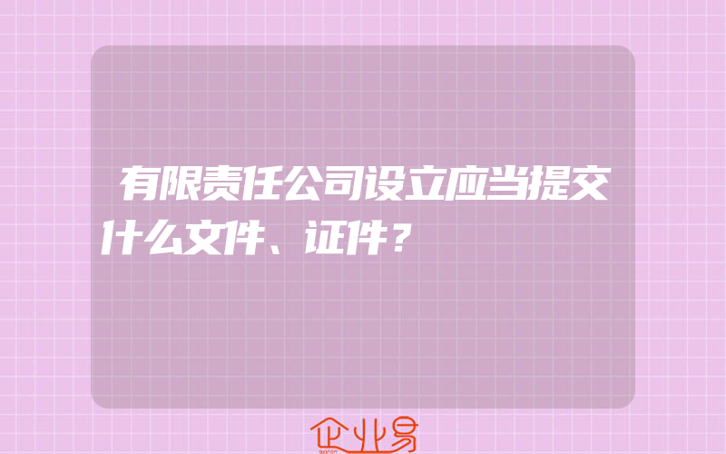 有限责任公司设立应当提交什么文件、证件？