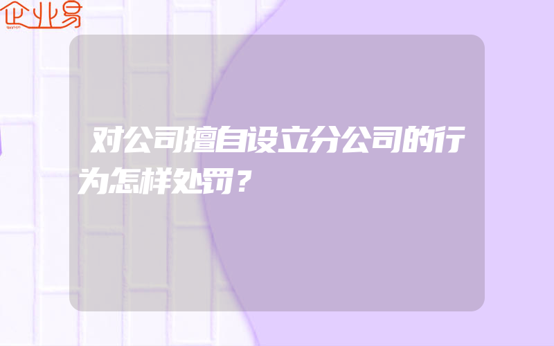 对公司擅自设立分公司的行为怎样处罚？