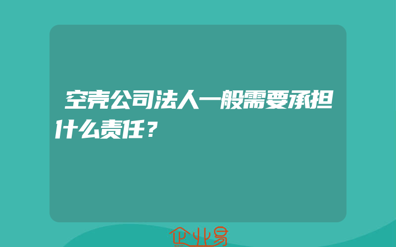 空壳公司法人一般需要承担什么责任？