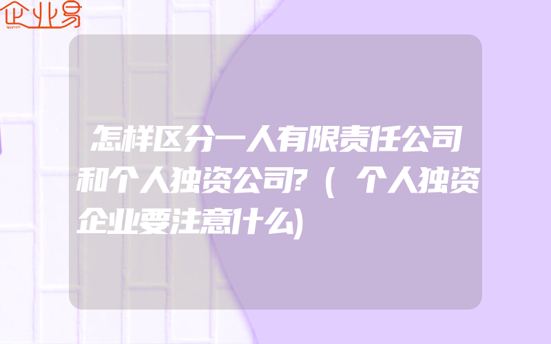 怎样区分一人有限责任公司和个人独资公司?(个人独资企业要注意什么)